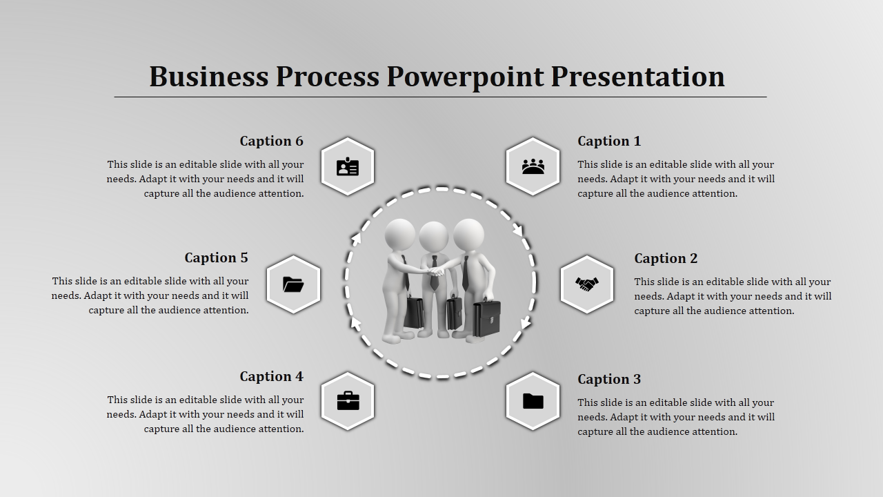 Editable Business Process PowerPoint Slide - Six Nodes